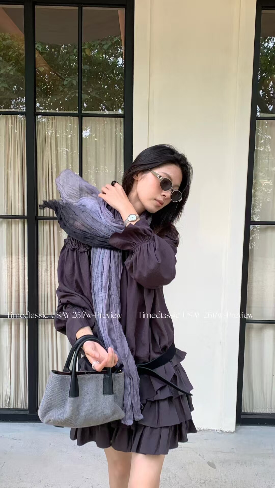 韩系新款时尚高品质纯色一字领长袖上衣高腰层层蛋糕半身裙套装女