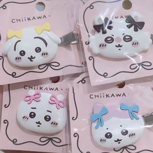 Chiikawa吉伊卡哇树脂蝴蝶结发夹可爱卡通少女侧边刘海鸭嘴夹头饰