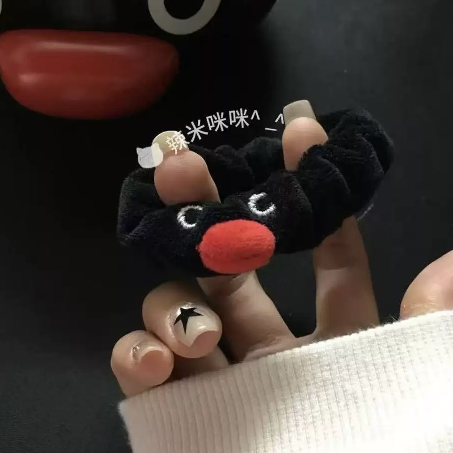 nah手作新款小企鹅发圈耐用百搭少女发饰可爱小众设计毛绒头绳