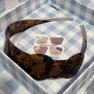 nah小红书同款 豹纹蝴蝶结甜酷发箍高级感百搭高颅顶头饰秋冬头箍