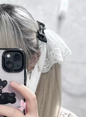 nah手作蕾丝少女立体大裙摆蝴蝶结发夹夹子侧边夹马尾夹发饰日系