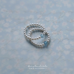 「青空」维之手作 天然海蓝宝+施家珍珠戒指女小众设计师款高级感
