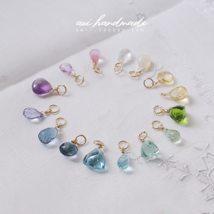 「四季 ·金」月光石欧泊托帕石橄榄石粉蓝宝玉髓吊坠挂坠提溜项链