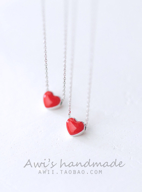手作风百搭小爱心纯银锁骨链