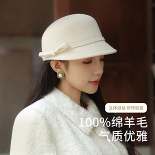 【15年老店】蝶结马术帽子女高级冬季防风保暖显脸小名媛气质盆帽