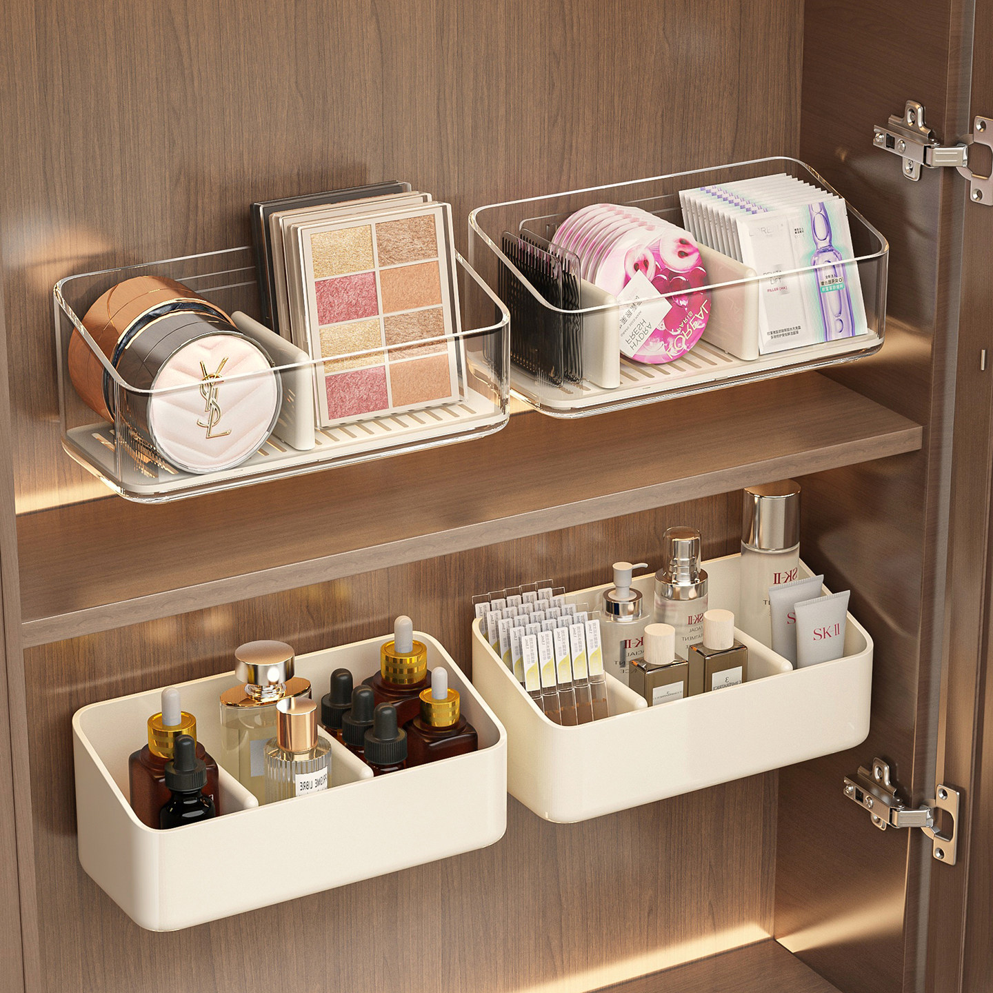 镜柜收纳盒卫生间壁挂分格整理化妆护肤品粉扑口红浴室柜内置物架,收纳整理,桌面收纳盒,淘宝优惠券,粉丝福利购,淘宝优惠卷