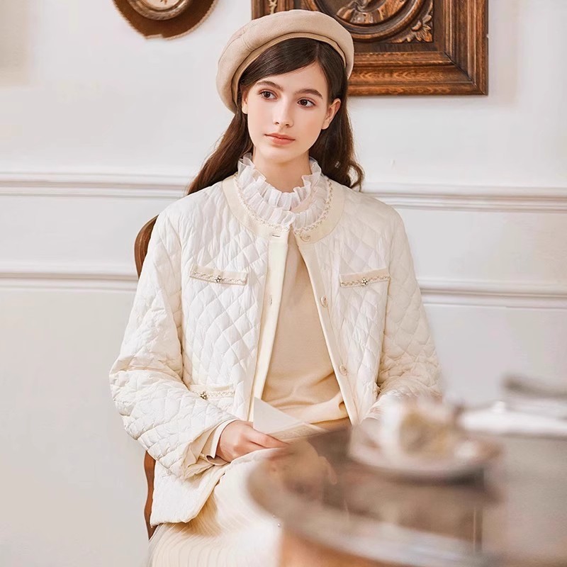 法式千金风立领轻薄羽绒服短款