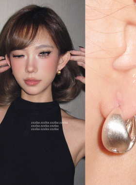 ZZZITA 小福豆·Mini Drop～美式小众手工拉丝哑光小圈圈耳环