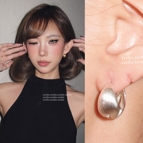 ZZZITA 小福豆·Mini Drop～美式小众手工拉丝哑光小圈圈耳环