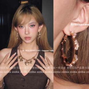 ZZZITA 胶片滤镜·Retro Filter～美式辣妹不规则闪钻大圈圈耳环
