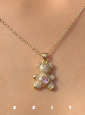 小熊造型项链小众设计感