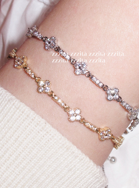 ZZZITA 心之野花·bloom of her～百搭简约小众复古闪钻花朵手链