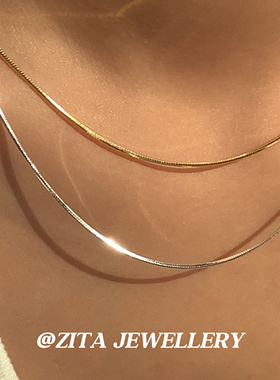 ZZZITA 万能百搭链～通体925银极细八角蛇骨链欧美简约ins锁骨链