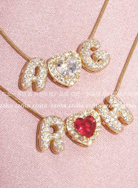 ZZZITA 幸运爱神·Lucky Lover～定制字母闪钻爱心项链设计锁骨链