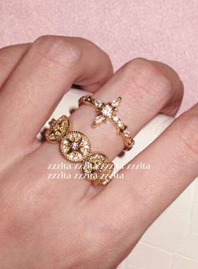 ZZZITA 不被定义·not be defined～复古辣妹小众闪钻四芒星戒指