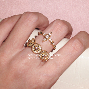 defined～复古辣妹小众闪钻四芒星戒指 ZZZITA 不被定义·not