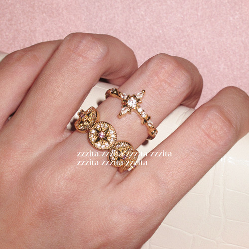 ZZZITA 不被定义·not be defined～复古辣妹小众闪钻四芒星戒指