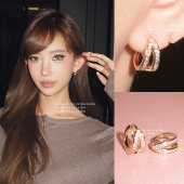 ZZZITA 小月牙·Magical Sweetie～简约气质百搭闪钻双层C圈耳环