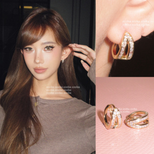 ZZZITA 小月牙·Magical Sweetie～简约气质百搭闪钻双层C圈耳环