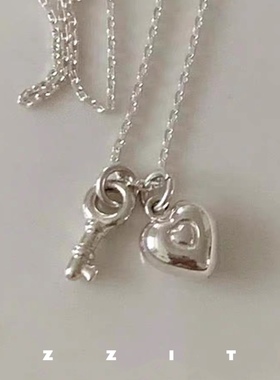 ZZZITA 心门锁～通体925纯银迷你爱心小锁项链气质百搭韩系锁骨链