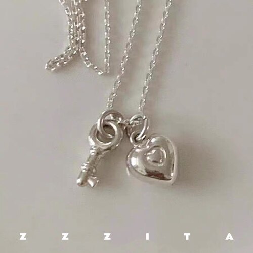 ZZZITA 心门锁～通体925纯银迷你爱心小锁项链气质百搭韩系锁骨链