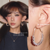 ZZZITA 下颌角杀手•Pure Heartbreaker～小众闪钻椭圆圈圈耳环