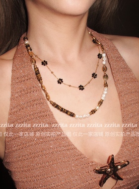 ZZZITA 豹系辣妹·Spicy Sweet～时髦复古小众设计感贝珠串珠项链