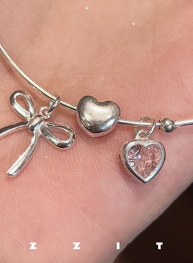 纯银闪钻手镯通体925纯银