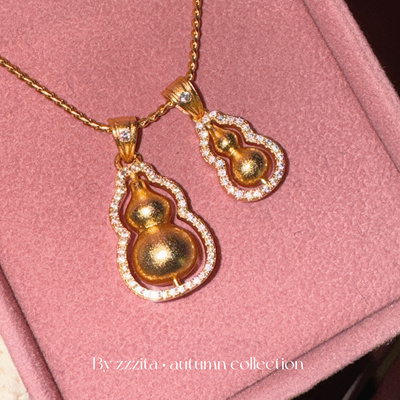 ZZZITA 沙金工艺～新中式闪钻葫芦项链设计感轻奢百搭锁骨链送礼