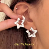 ZZZITA 时髦五角星～闪钻五角星耳钉小众设计辣妹ins耳环