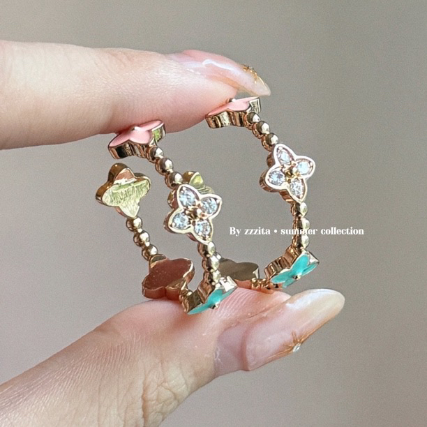 ZZZITA 马里布风情·Malibu Coast～彩色滴釉花朵设计感圈圈耳环