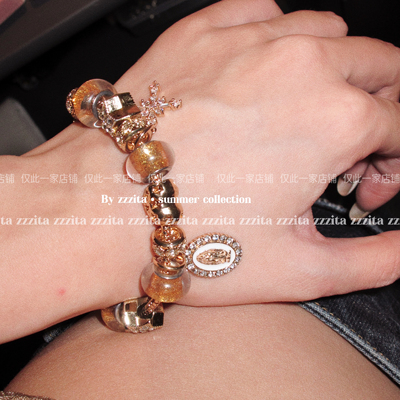 ZZZITA 狂野之旅·Wild Trip～复古棕咖色闪钻十字架手链小众手镯