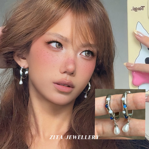ZZZITA 显脸小～美式复古辣妹ins银色圈圈圆圈耳环百搭设计感耳钉
