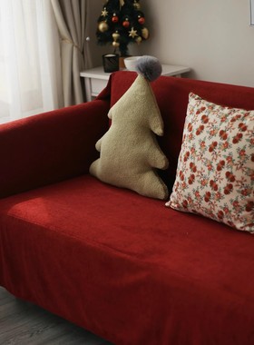 新年沙发盖布盖巾2025红色沙发巾防猫抓整张全盖安可拉红沙发套罩