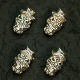 s925银小丑文玩三通配饰疯帽子素银做旧款 TH0RN原创