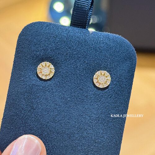 罗盘太阳花耳钉女纯银圆形时尚个性八星芒钻石耳环简约设计感礼物