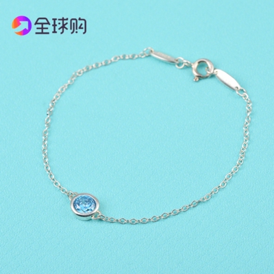 单钻海蓝宝泡泡手链 女轻奢小众18K金纯银蓝宝石手镯手环莫桑钻石