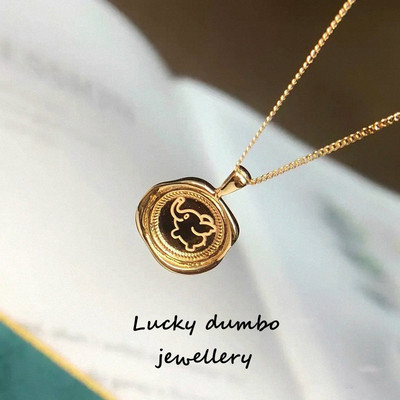 幸运小飞象项链女复古金币硬币潮