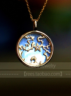 世界中心白贝母项链 女18K黄·金带钻纯银锁骨链毛衣链长款简约潮