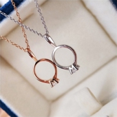 HVV双面字母钻戒吊坠项链Gharms系列18K金纯银钻石锁骨链男女情侣