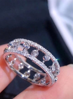 黛比Dowdloq露珠戒指女轻奢纯银镀18K金白金钻石指环对戒情侣百搭