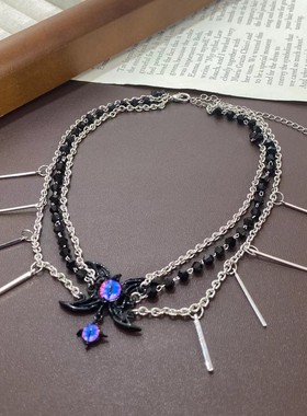 亚文化欧美黑色蝙蝠双层叠戴项链个性甜酷ins风时尚潮流锁骨链女