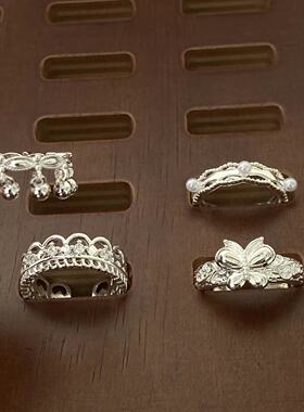 精致冷淡风蝴蝶皇冠开口可调节戒指时尚百搭高级感小众指环新款潮