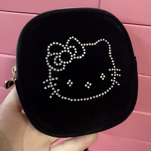 可爱kt猫烫金零钱包金色拉链少女闪钻HelloKitty便携卡包高级方形