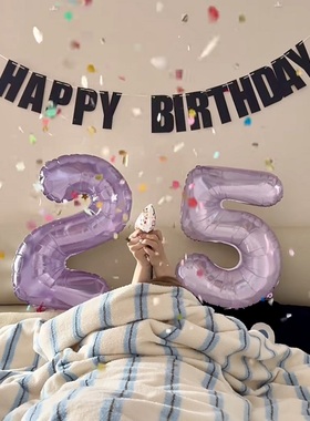 32寸果冻数字铝膜气球清新紫色派对道具韩风生日可爱儿童宝宝聚会