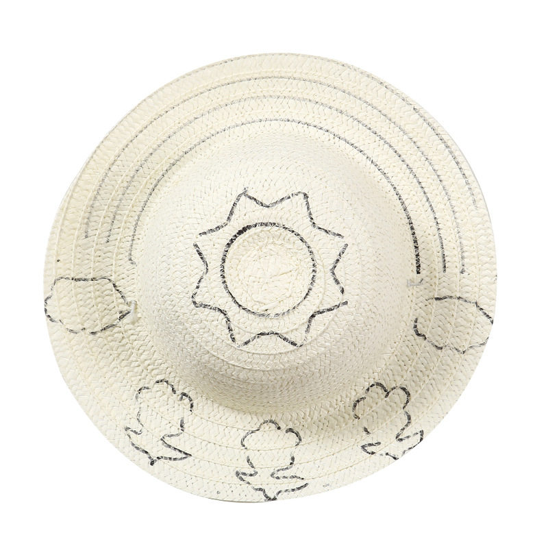 幼儿园涂鸦草帽儿童diy绘画帽子彩绘太阳帽创意亲子手工涂色帽子