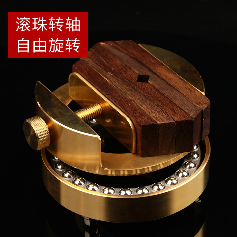 黄铜印床刻床一体大号篆刻床360度旋转印章双头黄铜文房用品
