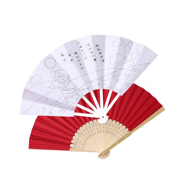 儿童DIY涂鸦七折扇卡通填色幼儿园益智手工绘画扇夏季随身礼品