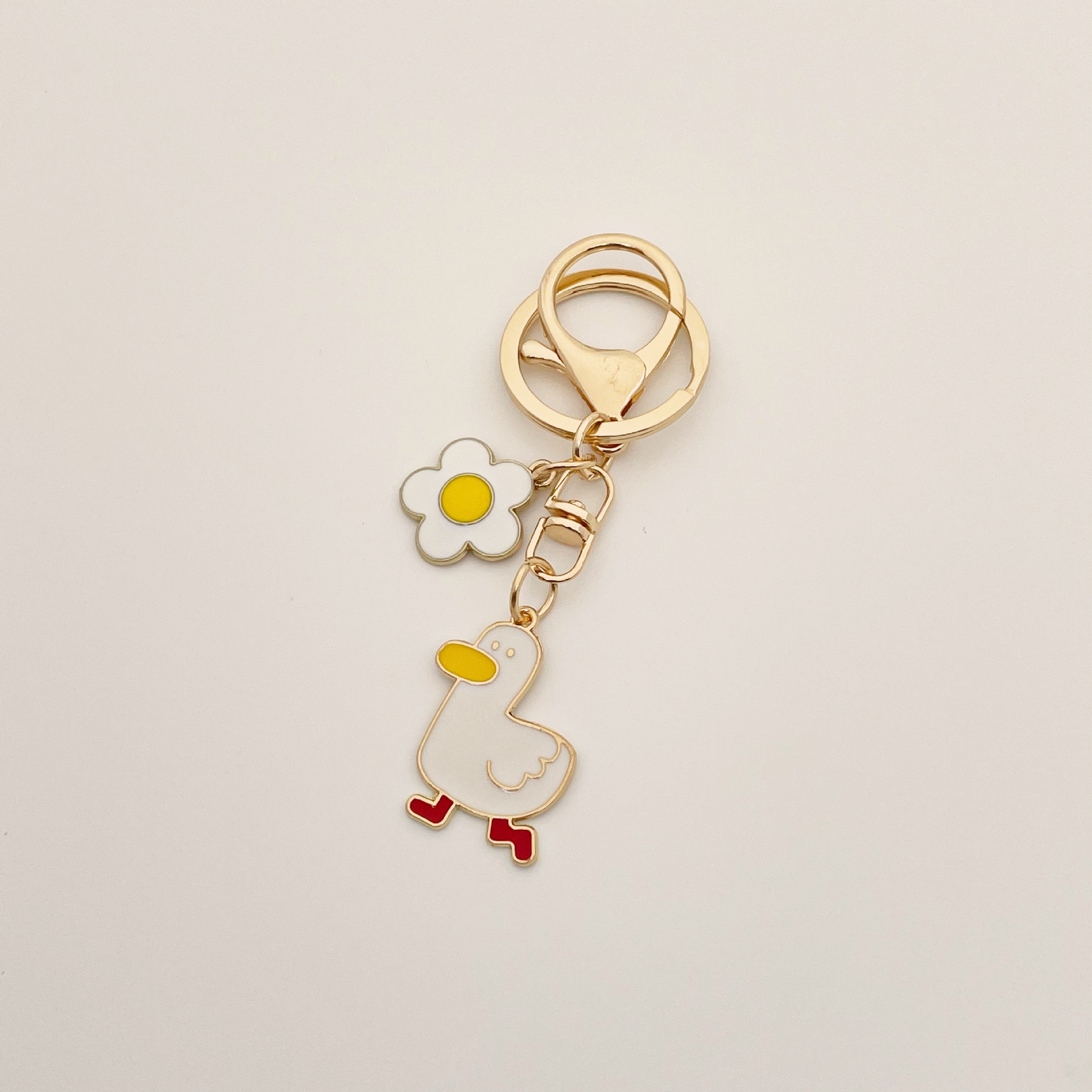 合金可爱爱心鸭子小花钥