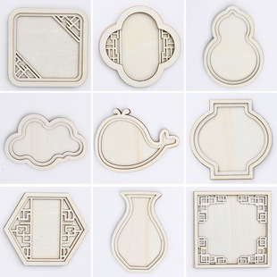裱刺绣木片手工冰箱贴配件 古风傣绣宋锦冰箱贴配件diy圆形画框装